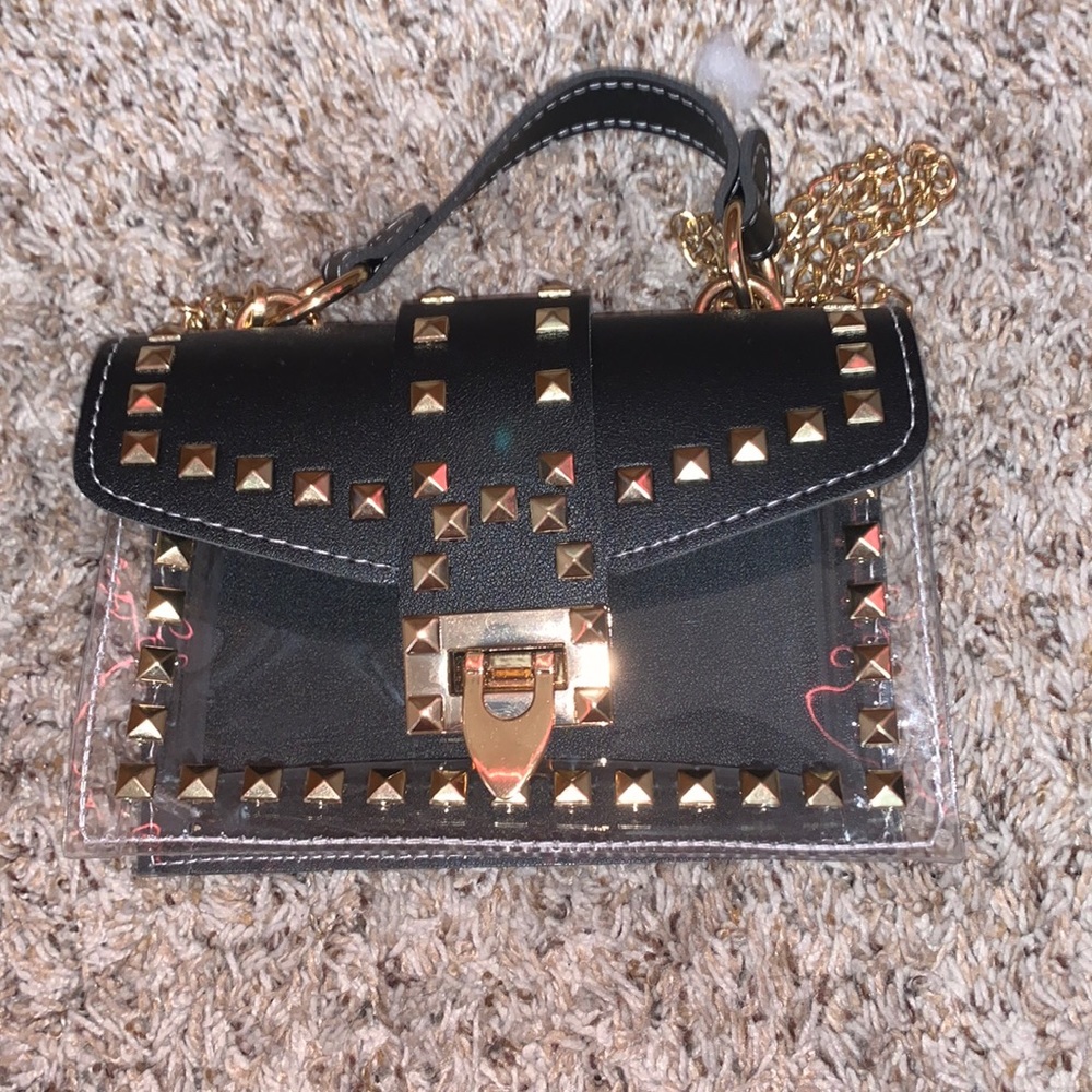 Clear Black Studded Bag